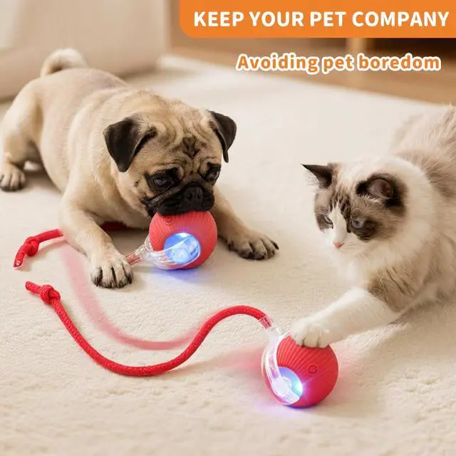 Alt view image 2 of 7 - Cat Toys for Indoor Cats Smart Automatic Bal Moving Chase Dogs Toy, Red