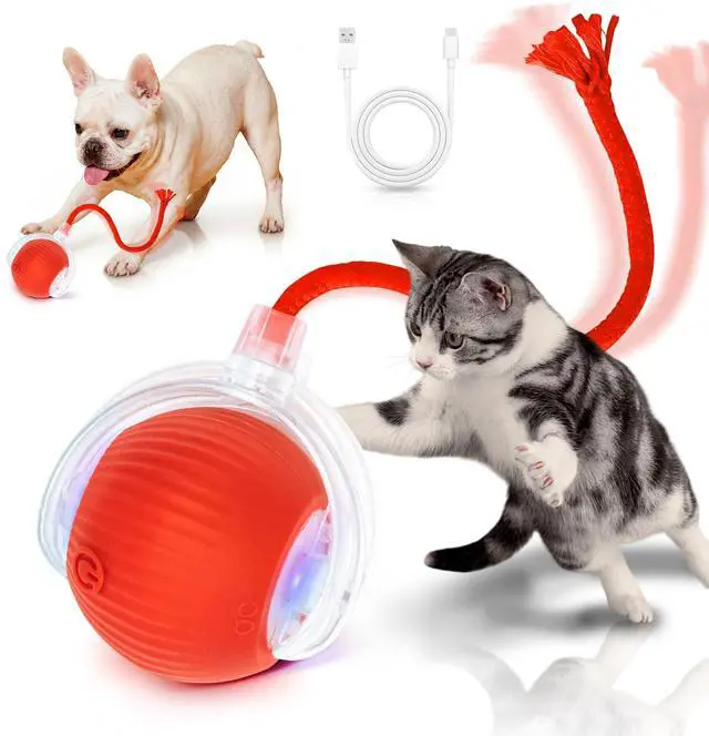Main image of Cat Toys for Indoor Cats Smart Automatic Bal Moving Chase Dogs Toy, Red