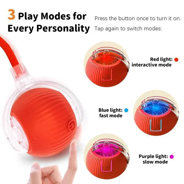 Alt view image 5 of 7 - Cat Toys for Indoor Cats Smart Automatic Bal Moving Chase Dogs Toy, Red