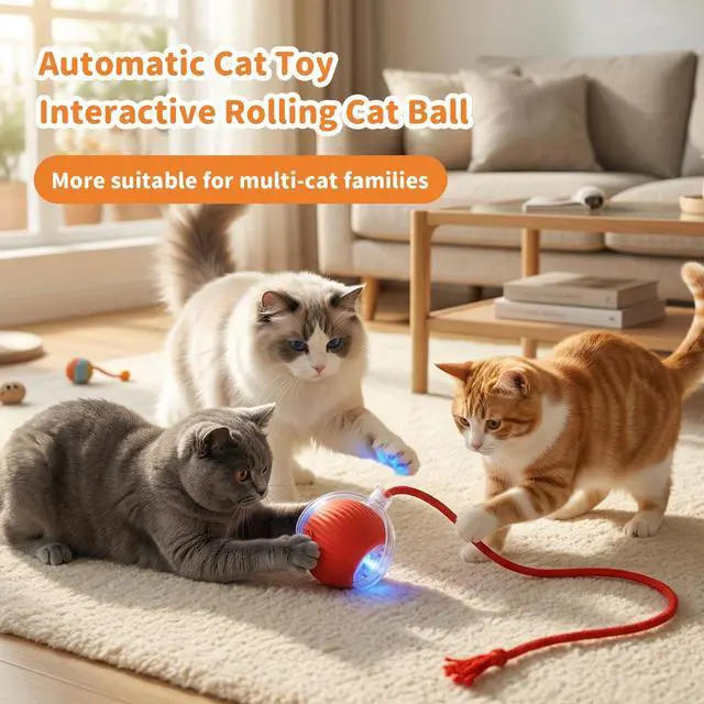 Alt view image 6 of 7 - Cat Toys for Indoor Cats Smart Automatic Bal Moving Chase Dogs Toy, Red