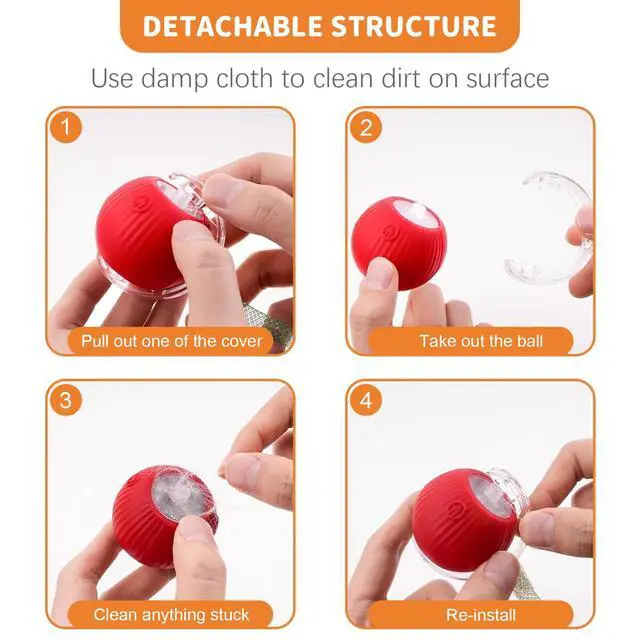 Alt view image 7 of 7 - Cat Toys for Indoor Cats Smart Automatic Bal Moving Chase Dogs Toy, Red