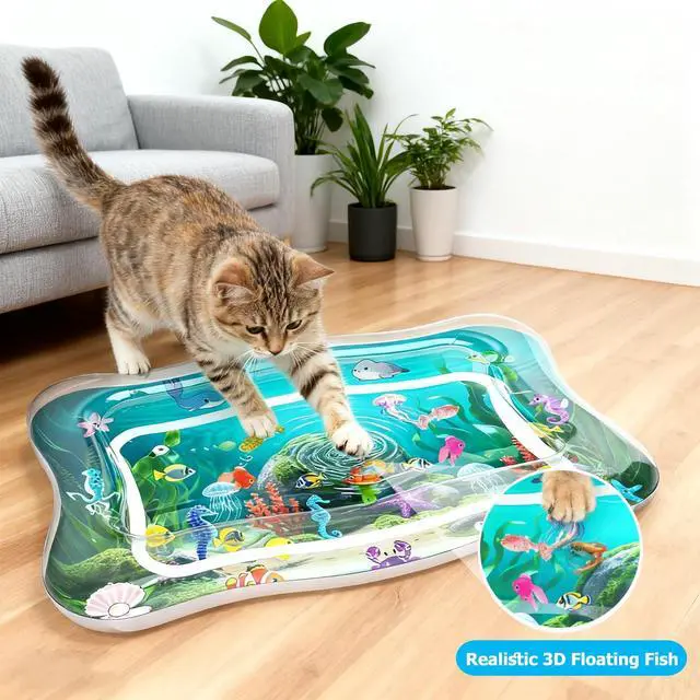 Alt view image 3 of 7 - Interactive Cat Toys for Indoor Cats Water Mat with Floating Fish