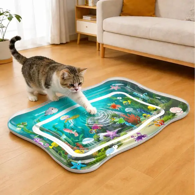 Alt view image 5 of 7 - Interactive Cat Toys for Indoor Cats Water Mat with Floating Fish