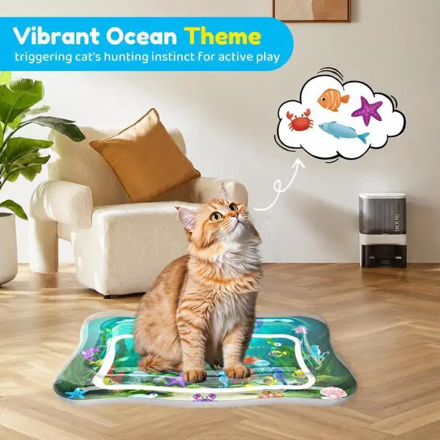 Alt view image 2 of 7 - Interactive Cat Toys for Indoor Cats Water Mat with Floating Fish