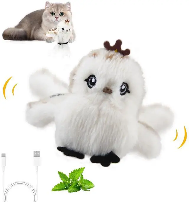 Main image of Interactive Cat Toys for Indoor Cats, Flapping and Chirping Catnip Toys for Cat Exercise, Automatic Cat Toy with Beating Wings & Real Feather Tail, Rechargeable Cat Kicker Toy Prince