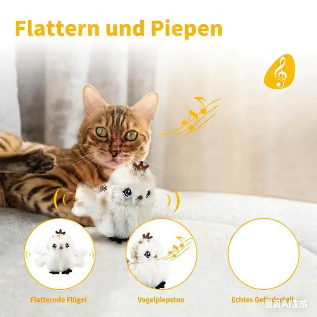 Alt view image 2 of 6 - Interactive Cat Toys for Indoor Cats, Flapping and Chirping Catnip Toys for Cat Exercise, Automatic Cat Toy with Beating Wings & Real Feather Tail, Rechargeable Cat Kicker Toy Prince