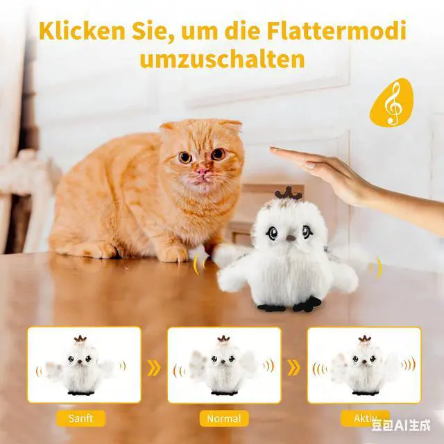 Alt view image 3 of 6 - Interactive Cat Toys for Indoor Cats, Flapping and Chirping Catnip Toys for Cat Exercise, Automatic Cat Toy with Beating Wings & Real Feather Tail, Rechargeable Cat Kicker Toy Prince