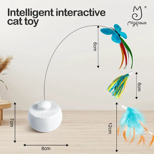 Alt view image 2 of 7 - Interactive Cat Toys, Butterfly & Feather Kitten Toy,Automatic Spinning Ball for Indoor Bored Cats,Self Play Intelligent Touch Senser, 3 Replacements