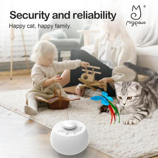 Alt view image 7 of 7 - Interactive Cat Toys, Butterfly & Feather Kitten Toy,Automatic Spinning Ball for Indoor Bored Cats,Self Play Intelligent Touch Senser, 3 Replacements