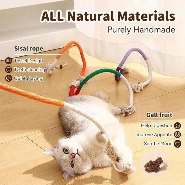 Alt view image 3 of 7 - Interactive Cat Toys for Indoor Cats, 3 Chew Ropes 1 Silvervine Stick