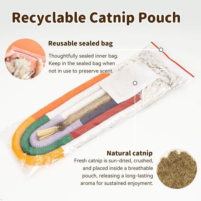 Alt view image 7 of 7 - Interactive Cat Toys for Indoor Cats, 3 Chew Ropes 1 Silvervine Stick