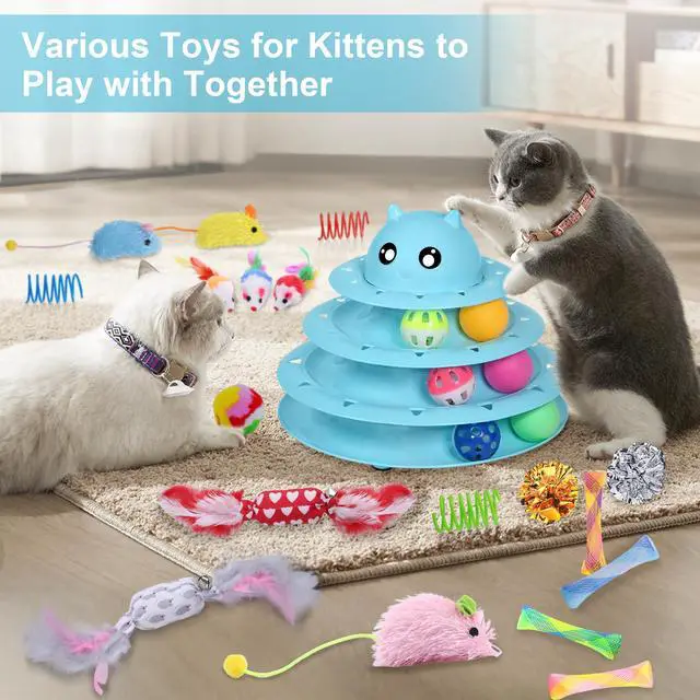 Alt view image 5 of 6 - 24 PCS Cat Toys Set with Teaser, Mice, Spring, and Various Ball Toys