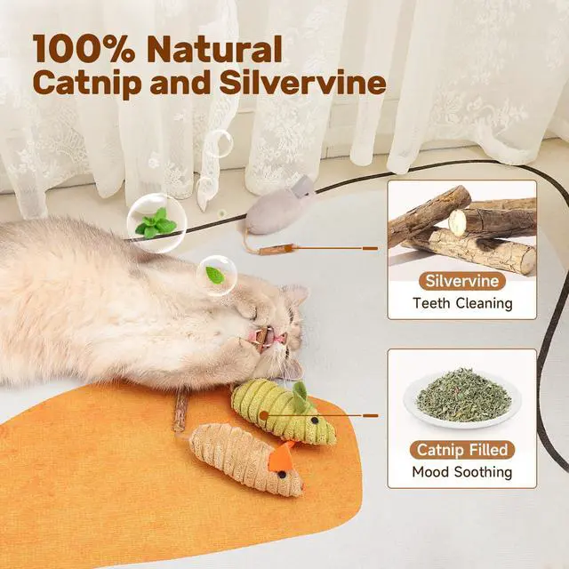 Alt view image 4 of 6 - Cat Toys: 3pcs Squeak Mice Interactive Catnip Silvervine Animals
