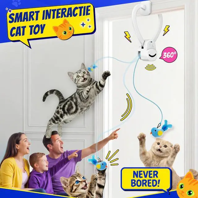 Alt view image 2 of 7 - Interactive Cat Toys for Indoor Cats Automatic Electric Flying Bird Feather Mouse Toy - Best Kitten & Adult Cat Enrichment Mouse cat Toy Hanging Electric Kitty Toys for Bored Cats