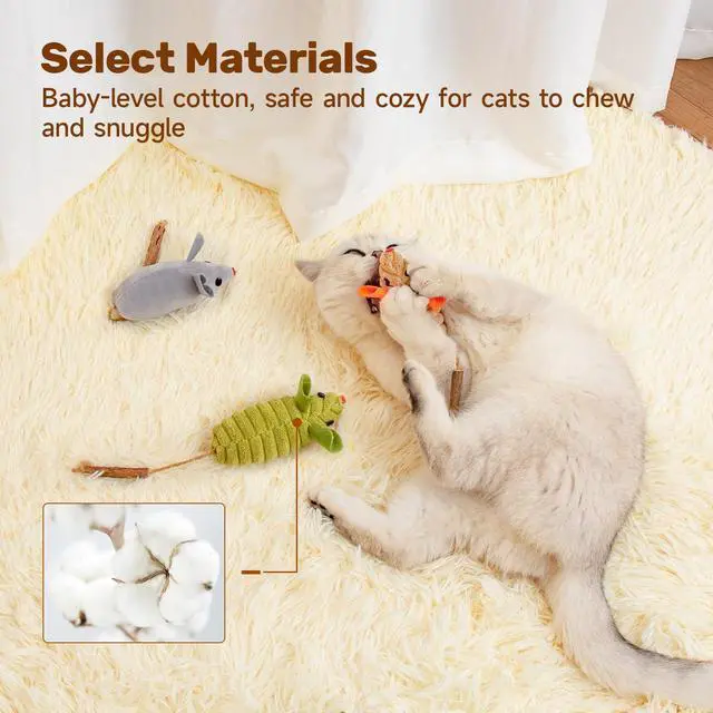 Alt view image 5 of 6 - Cat Toys: 3pcs Squeak Mice Interactive Catnip Silvervine Animals