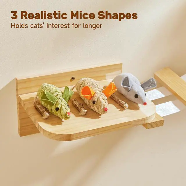 Alt view image 6 of 6 - Cat Toys: 3pcs Squeak Mice Interactive Catnip Silvervine Animals