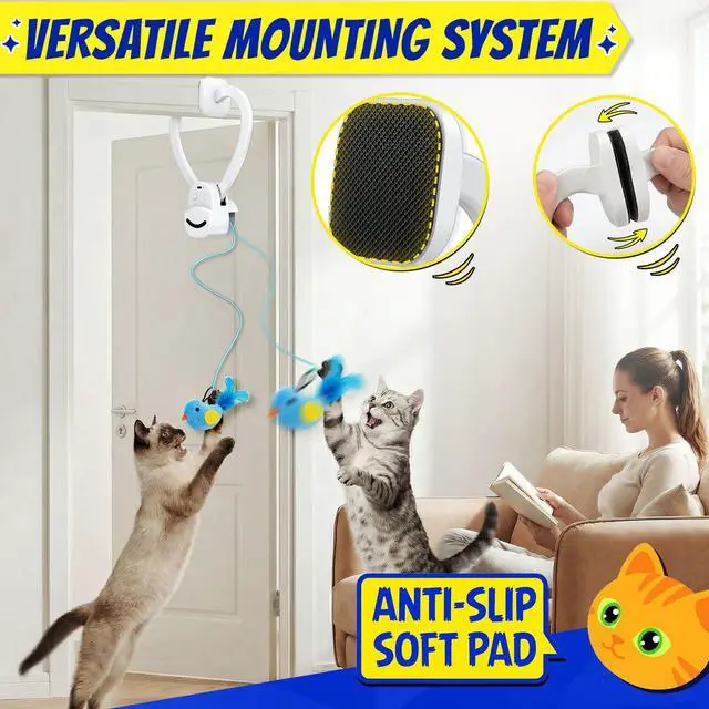 Alt view image 7 of 7 - Interactive Cat Toys for Indoor Cats Automatic Electric Flying Bird Feather Mouse Toy - Best Kitten & Adult Cat Enrichment Mouse cat Toy Hanging Electric Kitty Toys for Bored Cats