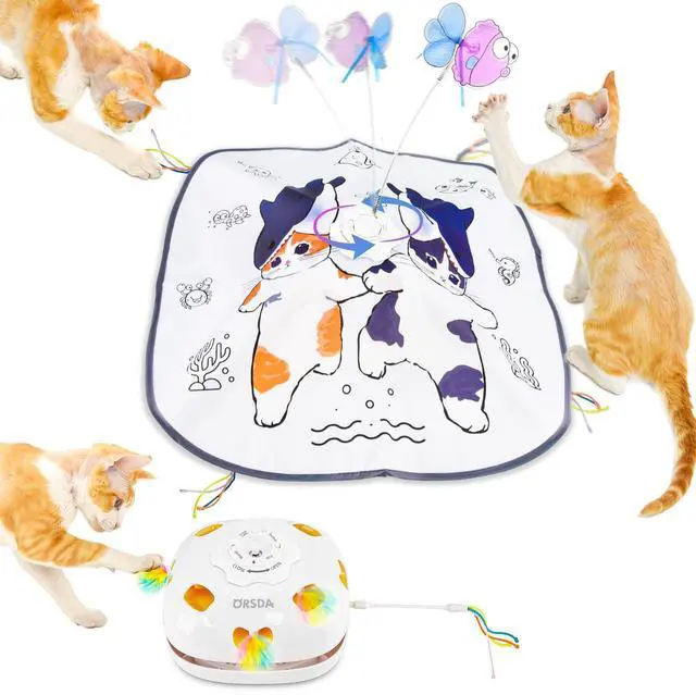 Main image of Cat Toys for Indoor Cats, 5 in 1 Interactive Automatic Kitten Toys Rechargeable Electric Hide and Seek, Moving Feather, Whack-A-Mole, Spin Flying Teaser Wand Exercise Kicker, Gifts for Cat