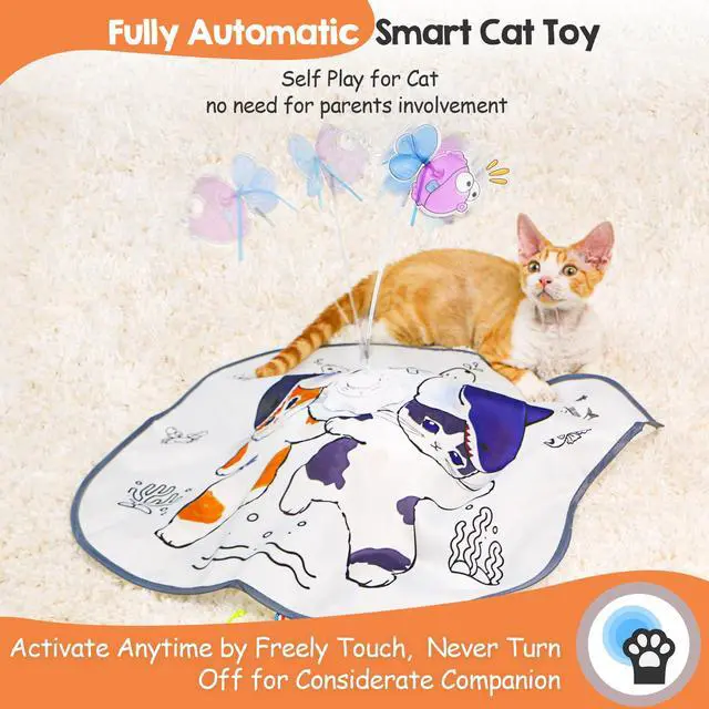 Alt view image 3 of 6 - Cat Toys for Indoor Cats, 5 in 1 Interactive Automatic Kitten Toys Rechargeable Electric Hide and Seek, Moving Feather, Whack-A-Mole, Spin Flying Teaser Wand Exercise Kicker, Gifts for Cat
