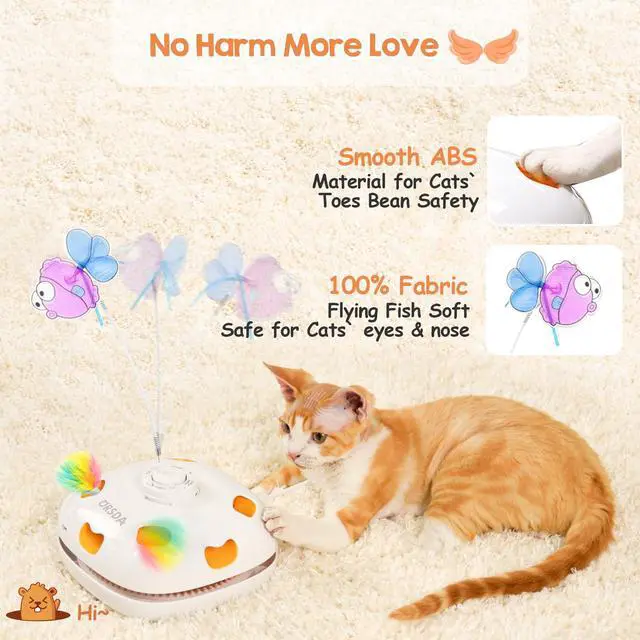 Alt view image 5 of 6 - Cat Toys for Indoor Cats, 5 in 1 Interactive Automatic Kitten Toys Rechargeable Electric Hide and Seek, Moving Feather, Whack-A-Mole, Spin Flying Teaser Wand Exercise Kicker, Gifts for Cat