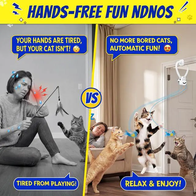 Alt view image 3 of 7 - Interactive Cat Toys for Indoor Cats Automatic Electric Flying Bird Feather Mouse Toy - Best Kitten & Adult Cat Enrichment Mouse cat Toy Hanging Electric Kitty Toys for Bored Cats