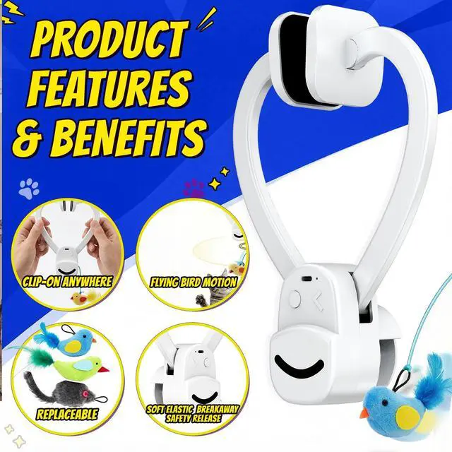 Alt view image 4 of 7 - Interactive Cat Toys for Indoor Cats Automatic Electric Flying Bird Feather Mouse Toy - Best Kitten & Adult Cat Enrichment Mouse cat Toy Hanging Electric Kitty Toys for Bored Cats