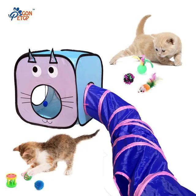 Alt view image 4 of 6 - Set for Indoor Cats: 23 PCS Kitten Toys, Incl. Collapsible Pet Tunnel, Interactive Cat Teaser Wand & Balls