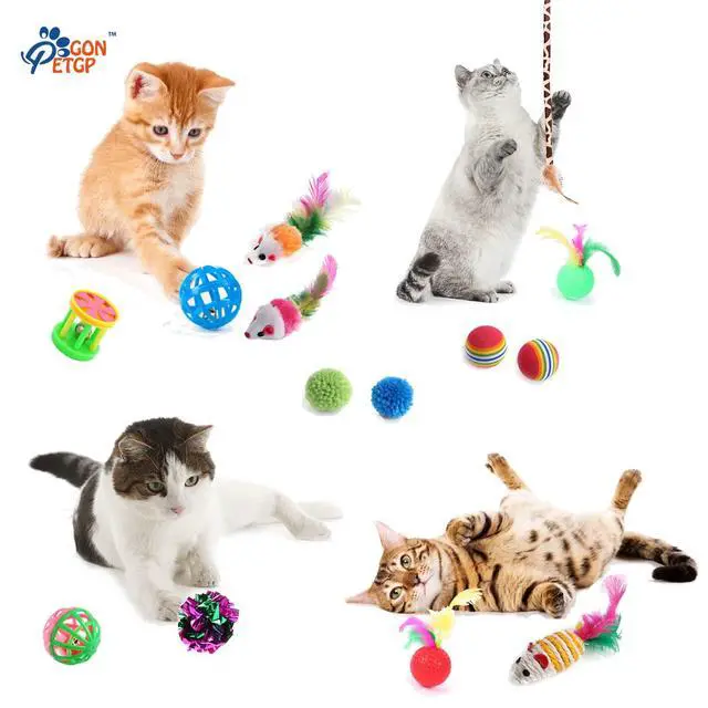Alt view image 6 of 6 - Set for Indoor Cats: 23 PCS Kitten Toys, Incl. Collapsible Pet Tunnel, Interactive Cat Teaser Wand & Balls