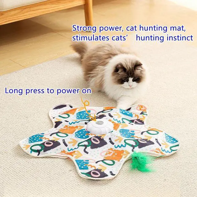 Alt view image 4 of 6 - Cat Toy Hide and Seek Interactive Cat Toy - Rechargeable Automatic Feather Wand with Bird Squeaky for Indoor Cats Increase Battery Capacity, cat Feather Toy with 2 cat Wands (Colorful)