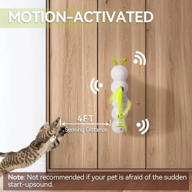 Alt view image 2 of 7 - Interactive Cat Toy for Indoor Cats, Automatic Motion Activated Fluffy Tail Cat Toy, Electric Teaser Wand for Kittens & Bored Cats, USB Rechargeable Caterpillar Toy with Suction Cup