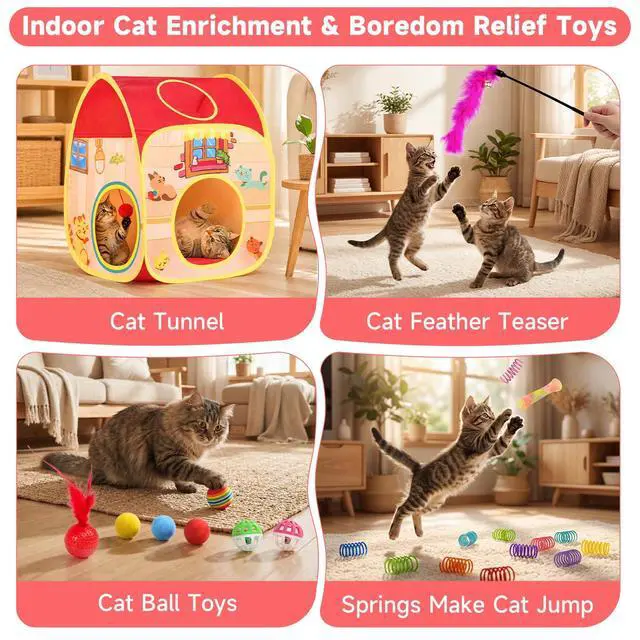 Alt view image 5 of 7 - 33PCS Cat Toys Variety Pack for Indoor Cats, Kitten Toys Cat Tunnel