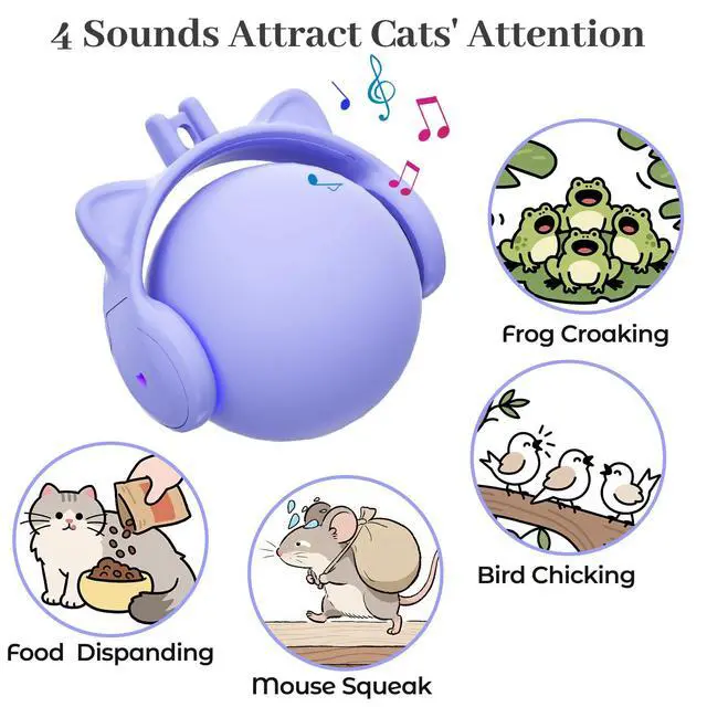Alt view image 5 of 7 - Cat Toys for Indoor Cats, New Intelligent Voice Timing Touch Control Cats Ball, Simulate Mouse Sound Kitten Toy, Automatic Interactive Moving Cat Toy for All Ages