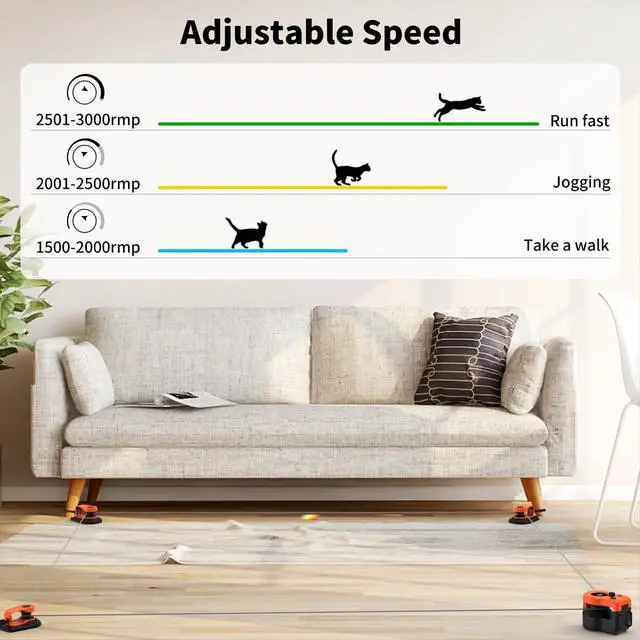 Alt view image 2 of 7 - Interactive Cat Toy for Indoor Cats Chase/Run/Hunt/Exercise-Orange