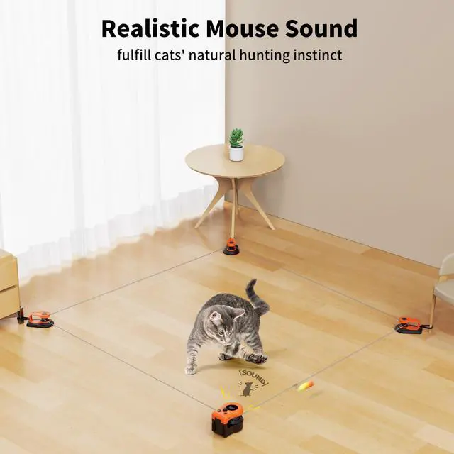 Alt view image 4 of 7 - Interactive Cat Toy for Indoor Cats Chase/Run/Hunt/Exercise-Orange