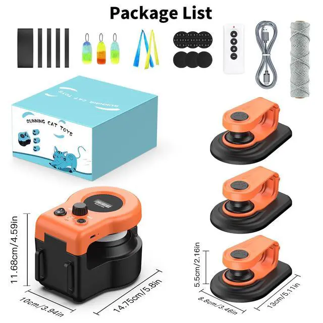 Alt view image 6 of 7 - Interactive Cat Toy for Indoor Cats Chase/Run/Hunt/Exercise-Orange