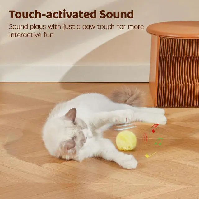 Alt view image 3 of 6 - Chirping Cat Toys Balls with SilverVine Catnip, Upgraded, 3 Pack Fluffy Interactive Cat Kicker, 3 Lifelike Animal Sounds, Kitty Kitten Catnip Exercise Toys