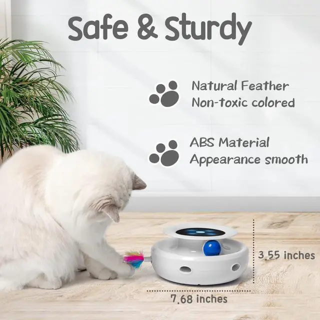Alt view image 3 of 6 - 2in1 Interactive Toys for Indoor Cats, Timer Auto On/Off, Cat Toy Balls & Ambush Electronic Cat Mice Toy for Entertainment with 6pcs Feathers, Dual Power Supplies
