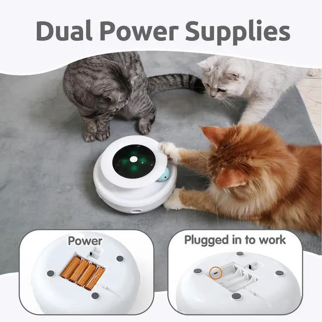 Alt view image 6 of 6 - 2in1 Interactive Toys for Indoor Cats, Timer Auto On/Off, Cat Toy Balls & Ambush Electronic Cat Mice Toy for Entertainment with 6pcs Feathers, Dual Power Supplies