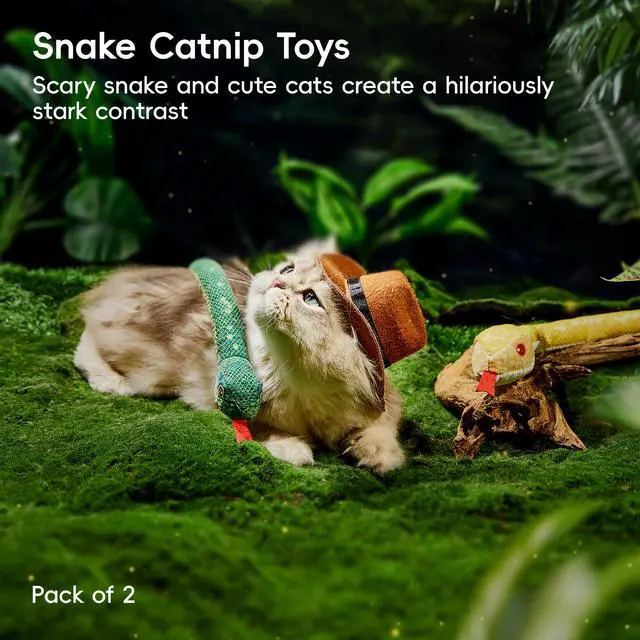 Alt view image 6 of 6 - Cat Toys Realistic Snake Catnip Crinkly Sound Toy 2 Pcs for Halloween, Mesh Fabric for Teeth Cleaning, Interactive Kicker Toys for Indoor Kitten Exercise 20 Inches