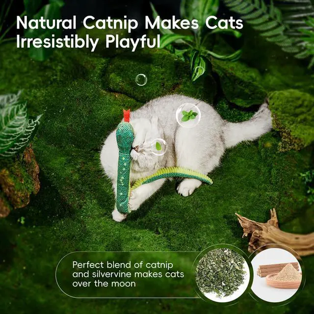 Alt view image 5 of 6 - Cat Toys Realistic Snake Catnip Crinkly Sound Toy 2 Pcs for Halloween, Mesh Fabric for Teeth Cleaning, Interactive Kicker Toys for Indoor Kitten Exercise 20 Inches