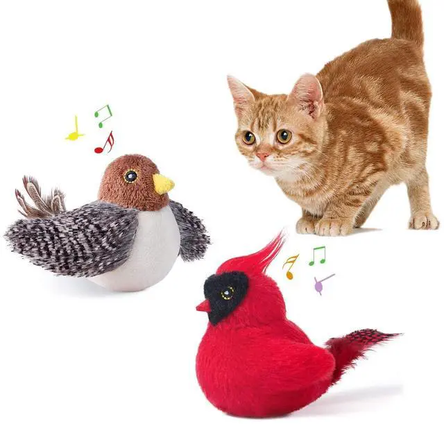 Main image of Cat Toys Chirping Birds 2 Pcs with Catnip SilverVine, Interactive Cat Kicker, Lifelike Birdie Tweets, Indoor Kitty Kitten Exercise Toys 4.0"