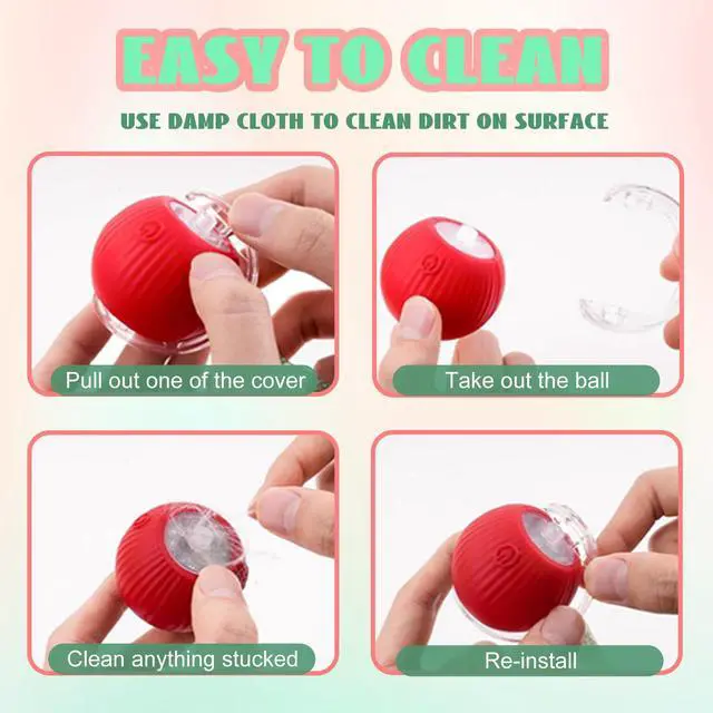Alt view image 6 of 7 - Speedy 2.0 Tail 2 Packs Interactive Cat Toys for Indoor Cats, Automatic Cat Toy with Elastic Mesh Tail, Electric Rolling Ball on Carpet, Chirping and Motion Activate Cat