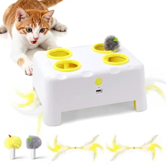 Main image of Interactive Cat Feather Toy Cheese Box 3in1 Whack a Mole