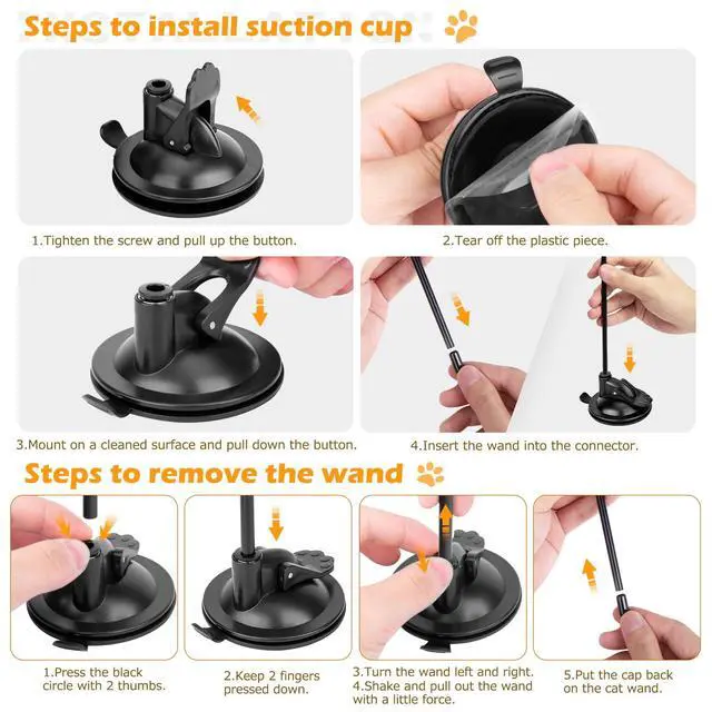 Alt view image 4 of 6 - Cat Toys, 2 Pack 3 in 1 Interactive Cat Toy for Indoor Cats with Sticky Super Suction Cup Detachable 10 Pcs Replacements Feathers Balls Mice 2 Wand Hanging Door Kitten Toys