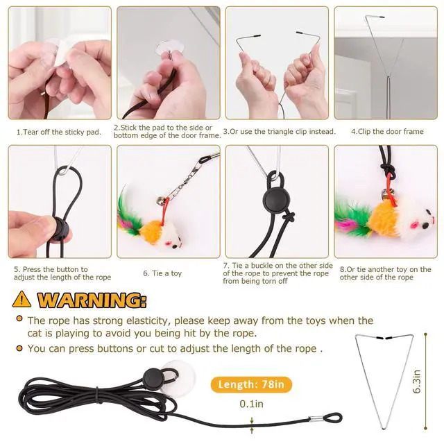 Alt view image 5 of 6 - Cat Toys, 2 Pack 3 in 1 Interactive Cat Toy for Indoor Cats with Sticky Super Suction Cup Detachable 10 Pcs Replacements Feathers Balls Mice 2 Wand Hanging Door Kitten Toys