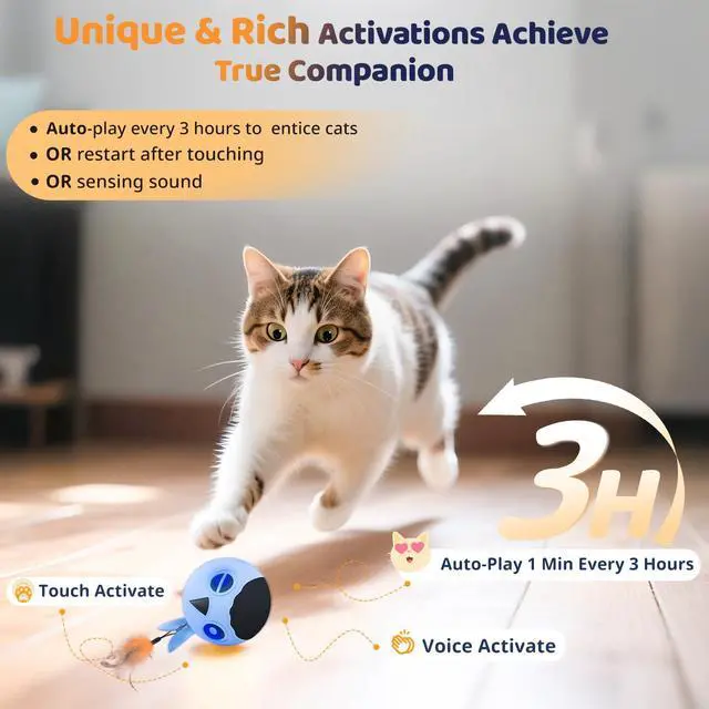 Alt view image 2 of 7 - Cat Toys Ball, Smart Motion Sensor Moving Ball with 4 Sounds& 3 Speed Modes