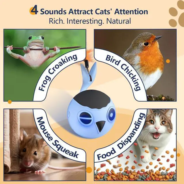 Alt view image 6 of 7 - Cat Toys Ball, Smart Motion Sensor Moving Ball with 4 Sounds& 3 Speed Modes