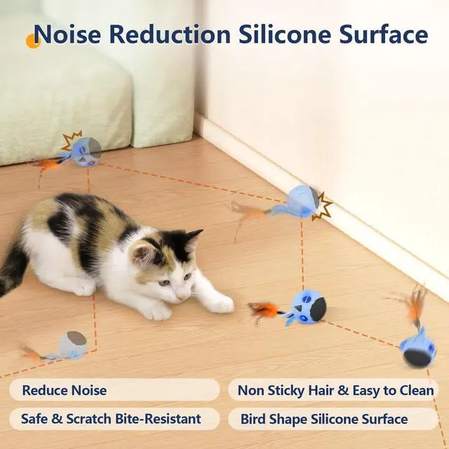 Alt view image 7 of 7 - Cat Toys Ball, Smart Motion Sensor Moving Ball with 4 Sounds& 3 Speed Modes
