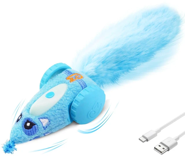 Main image of Automatic Cat Toys for Indoor Cats, Plush Interactive Mouse Toy, Smart Moving Rechargeable Kitten Toy (Blue)