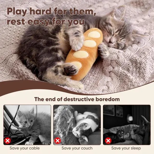 Alt view image 2 of 7 - Plush Bread Catnip Toys for Indoor Cats 6 Pack